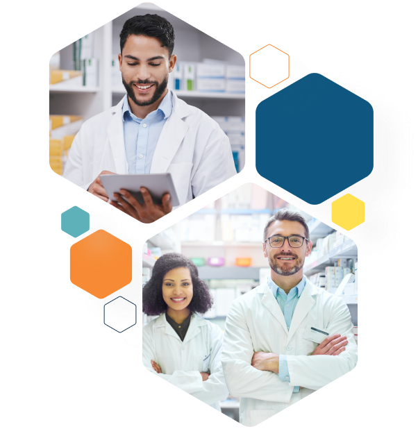 Atomic Healthcare Solutions — clinic and pharmaceutical care illustration